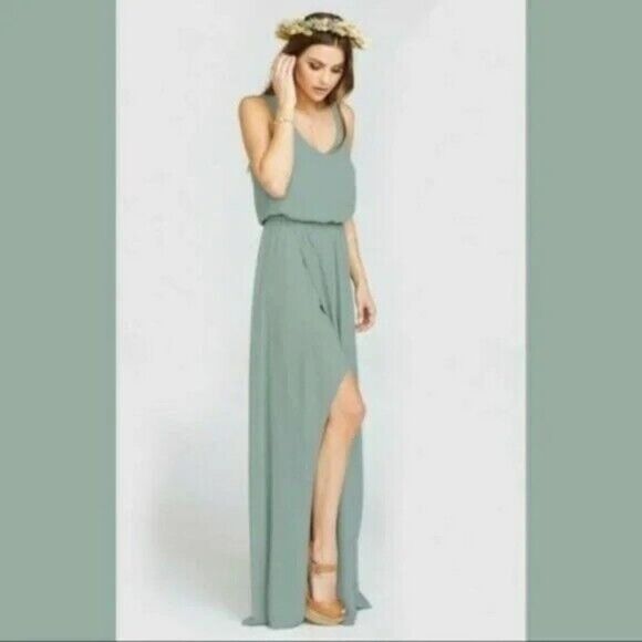 SHOW ME YOUR MUMU Bridal Dress Kendall Sea Foam Long Maxi Small - Picture 1 of 12
